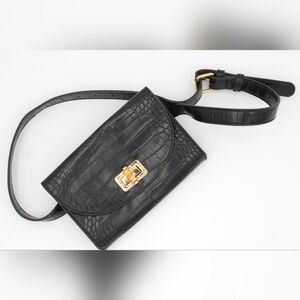 JustFab Black Reptile-Pattern Waist Pouch